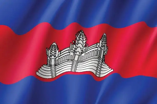 Vector illustration of Flag of Kingdom of Cambodia.