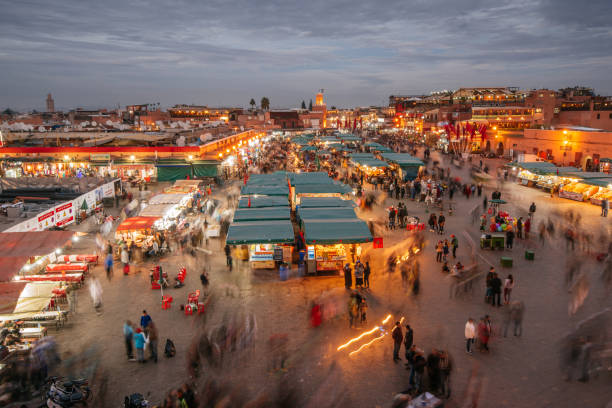 istock Djemaa El Fna Square with Koutoubia Mosque, Marrakech, Morocco 690351138