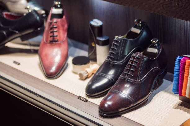 istock Elegant men shoes in a store in Paris 690361052