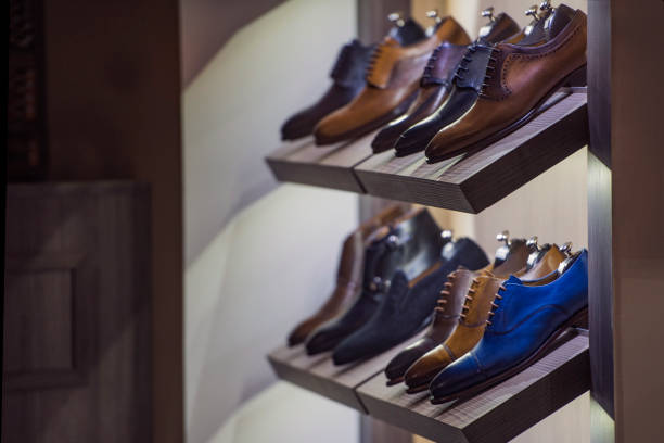 istock Elegant men shoes in a store in Paris 690361088