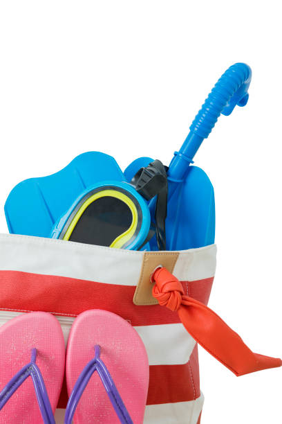 istock Woman bag with sandal and goggles 690364406