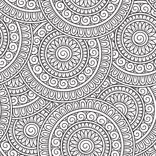 doodle hintergrund in vektor mit doodles, blumen und paisley. - adult stock-grafiken, -clipart, -cartoons und -symbole