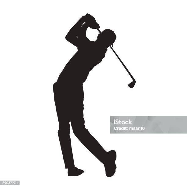 Golf Player Isolated Vector Silhouette Stock Illustration - Download Image Now - Golf, Golfer, In Silhouette