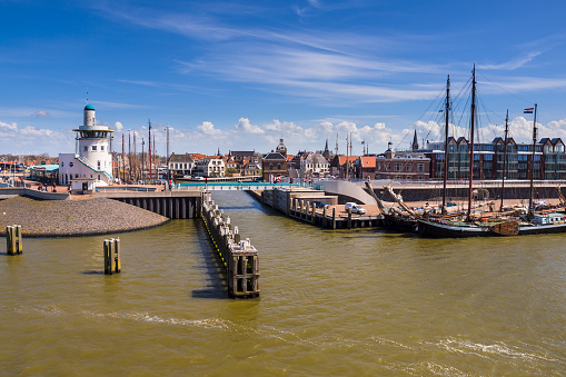 Rotterdam harbor and wind turbines