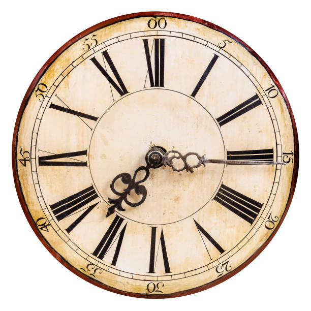 istock Old clock face with roman numbers 690375026