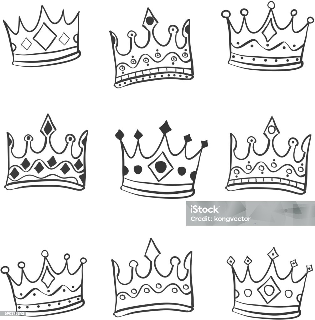 Vẽ Tay Phong Cách Vẽ Vương Miện Của Doodles Hình minh họa Sẵn có ...