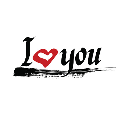 I Love You Lettering Vector With Red Heart Stock Illustration - Download  Image Now - Badge, Black Color, Calligraphy - iStock