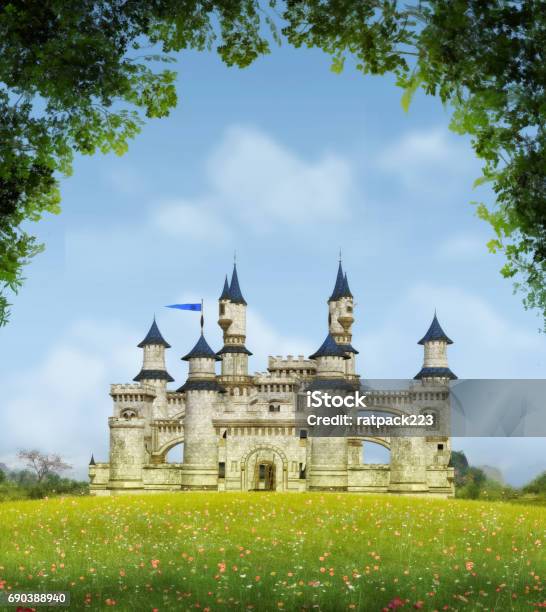 Romantic Fantasy Castle Stock Photo - Download Image Now - Castle, Cinderella, Fairy Tale