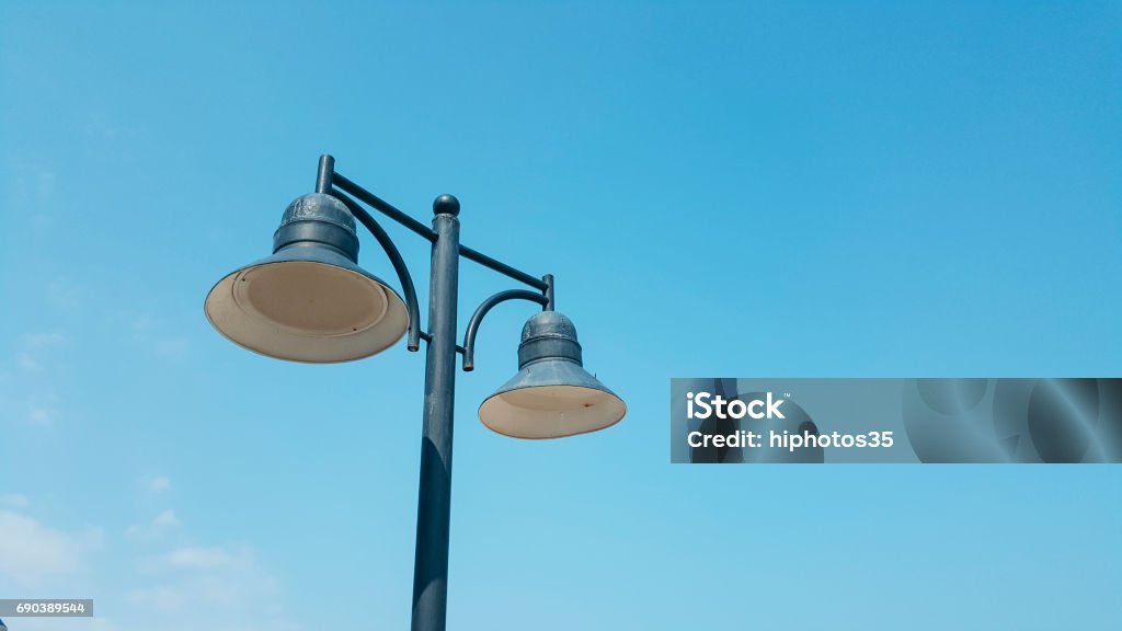 Street lamp on blue sky Avenue Stock Photo