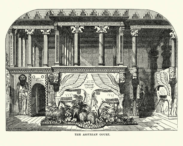 большая выставка 1851 - ассирийский суд - the great court stock illustrations