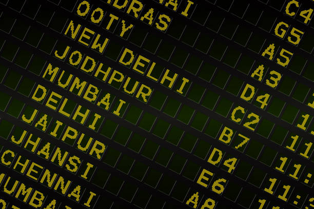 Black airport departures board for india Digitally generated black airport departures board for india india airport stock pictures, royalty-free photos & images