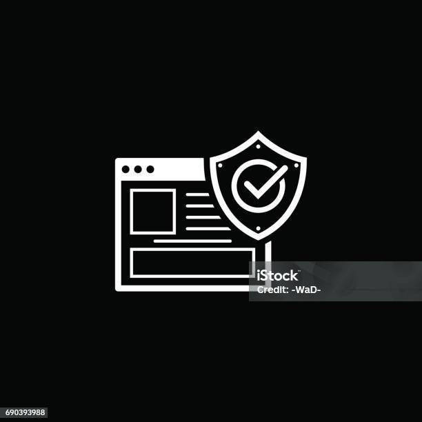 Online Protection Icon Flat Design Stock Illustration - Download Image Now - Advice, Bank - Financial Building, Banking