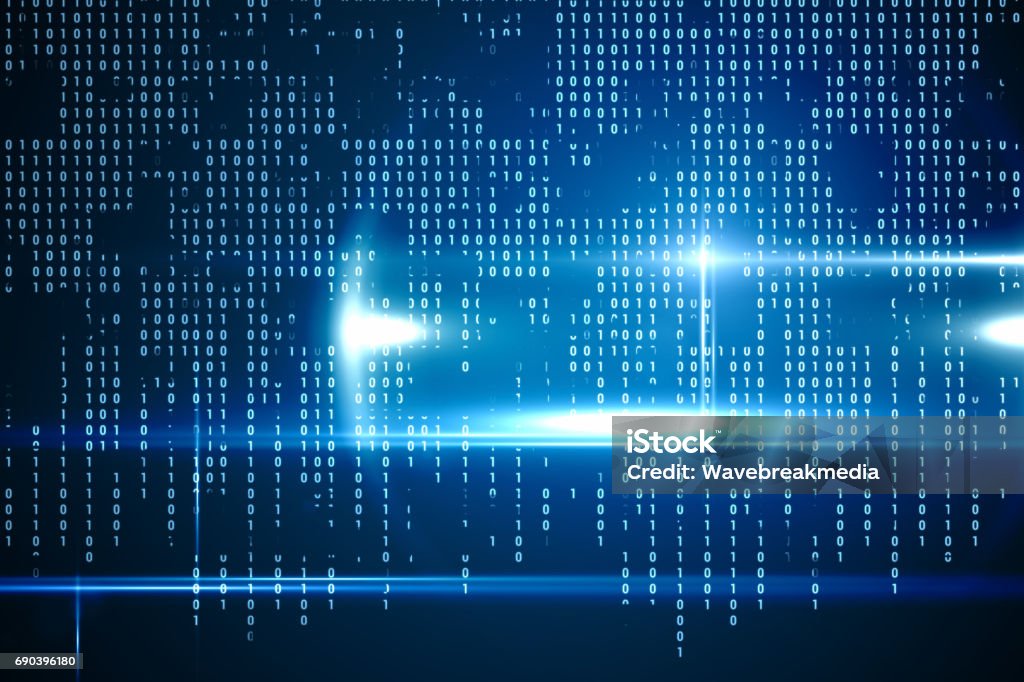 Blue Technology Interface With Binary Code Stock Photo - Download Image ...