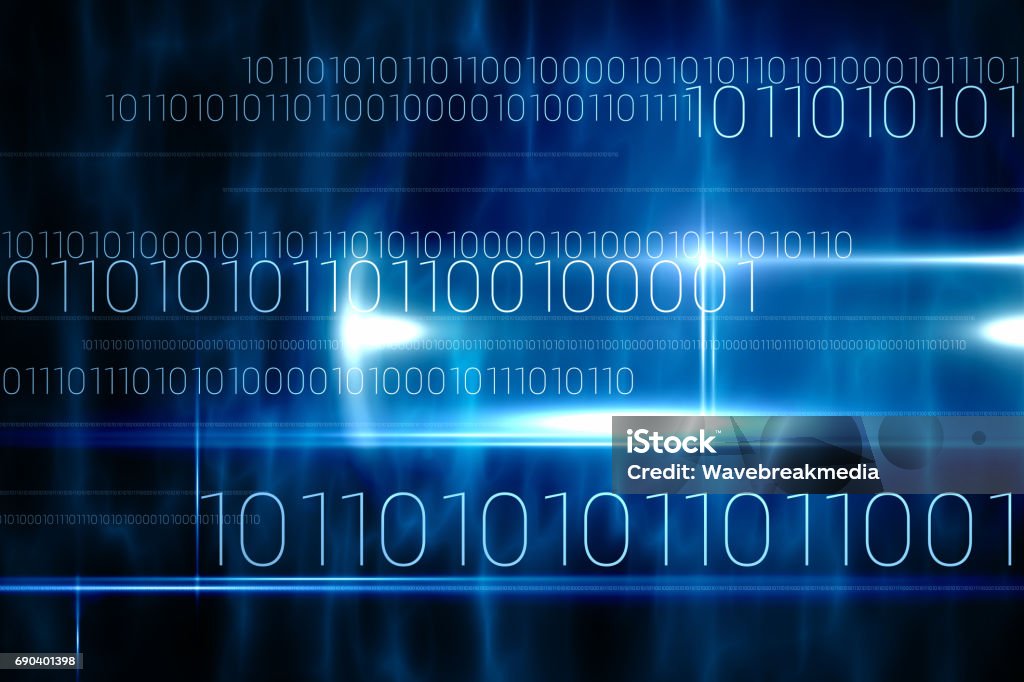 Blue Technology Design With Binary Code Stock Photo - Download Image ...