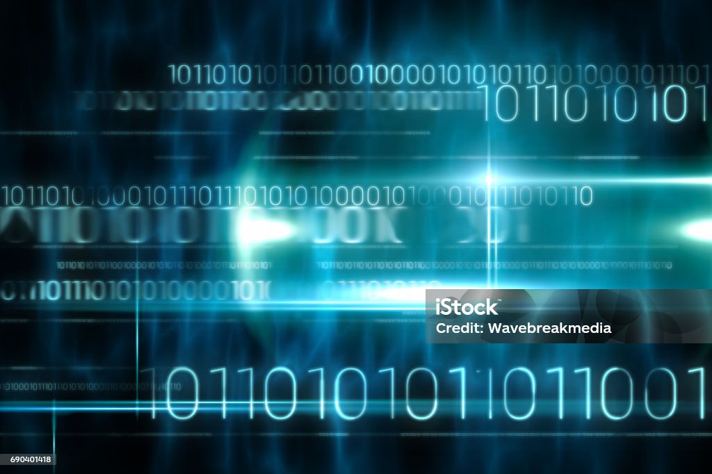 Blue Technology Design With Binary Code Stock Photo - Download Image ...