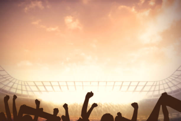 istock Football stadium with cheering crowd 690404576
