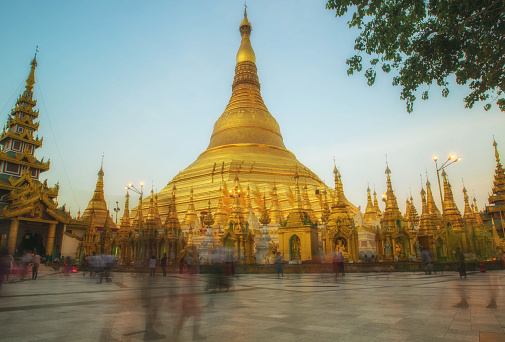 Shwedagon Pagoda, officially named Shwedagon Zedi Daw and also known as the Great Dagon Pagoda and the Golden Pagoda. The Shwedagon Pagoda is the most famous landmark of Yangon. The 99 meter high gold plated Pagoda(stupa) on a small hill is visible from much of the city.