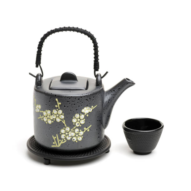 Closeup of chinese tea set on white background