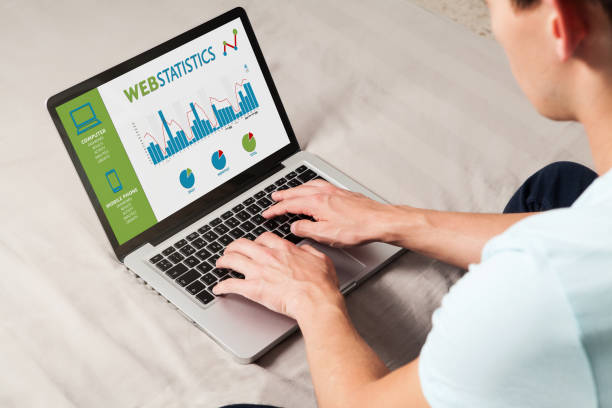 istock Man consulting web statistics in a laptop computer at home. 690419972