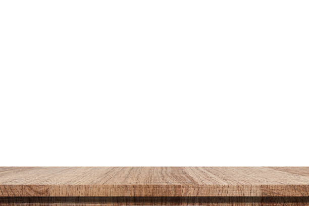 istock Empty wooden table isolated on white background, for product display montage 690432416