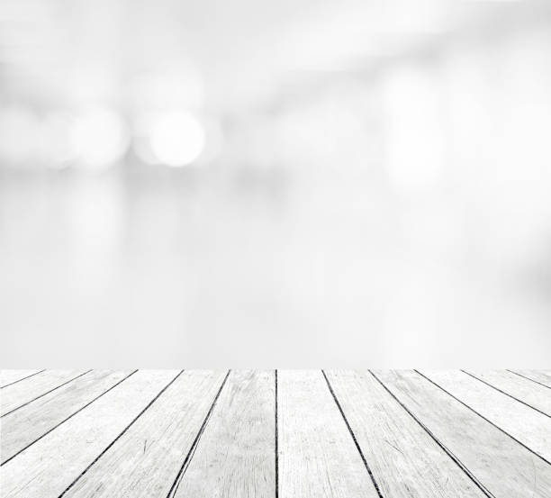 istock Perspective wood and blur abstract bokeh light background, product display montage 690432734