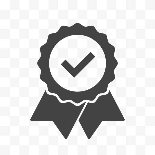 печать ленты с вектором чекового знака изолирована - award badge label computer icon stock illustrations