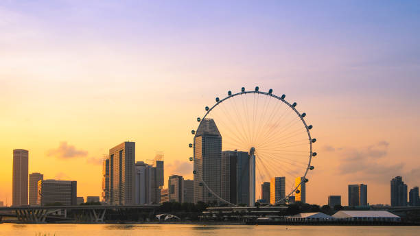 panorama urbain paysage urbain à singapour - gardens by the bay photos et images de collection