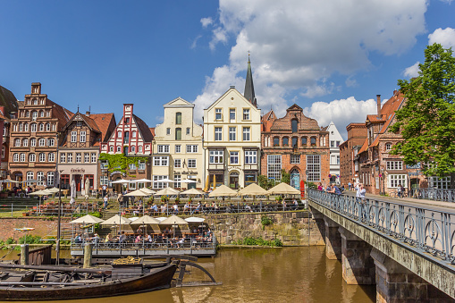 Luneburg, Germany - May 21, 2017: Old bridge in the historic harbor of Luneburg, Germany
