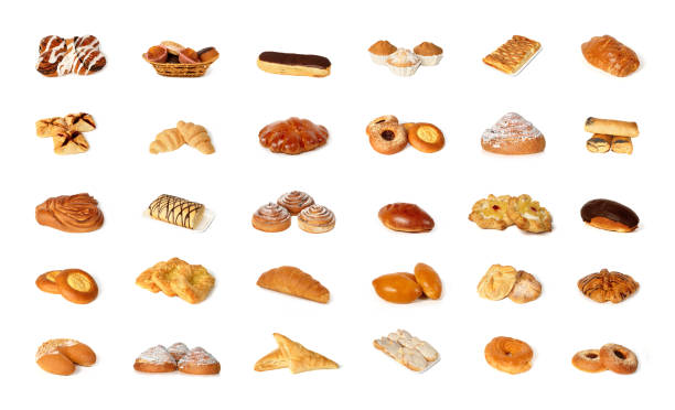 variété de pâtisserie - mixed bread photos et images de collection