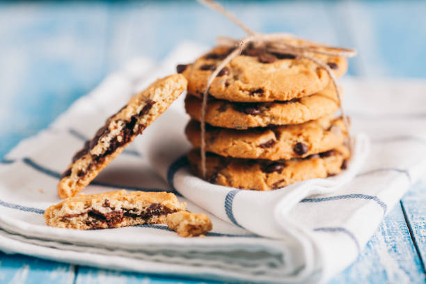 istock Chocolate chip cookies on wooden table 690456052