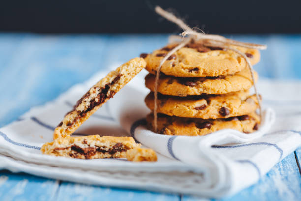 istock Chocolate chip cookies on wooden table 690456494