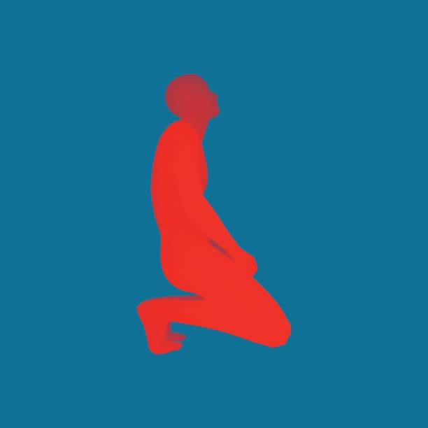 Man kneeling and praying to God. 3D Human Body Model. Vector Illustration. Man kneeling and praying to God. 3D Human Body Model. Design Element. Vector Illustration. kneelers stock illustrations