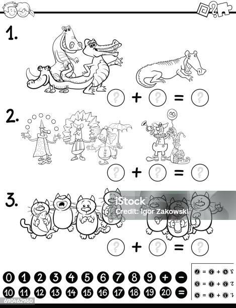 Algebra Activity Coloring Page Stock Illustration - Download Image Now - Algebra, Animal, Animal Wildlife