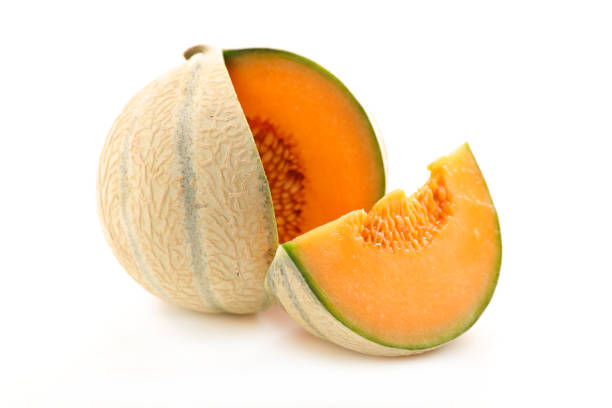 melon isolated on white background - melon imagens e fotografias de stock