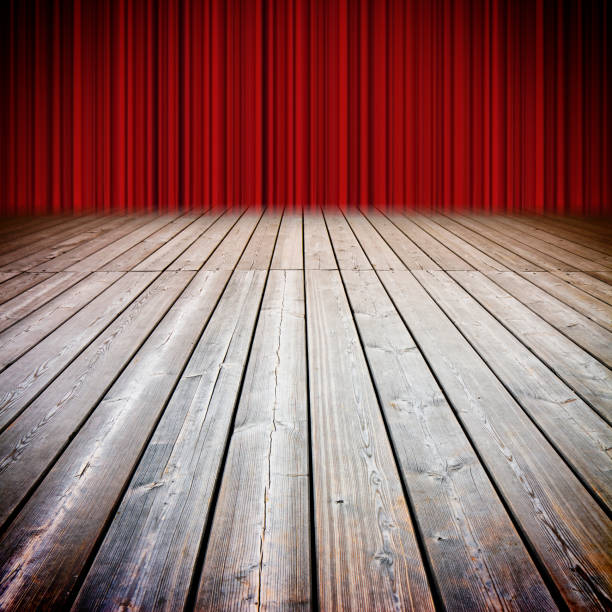 Closed theater red curtains and wooden floor against a cloudy sky - concep timage Closed theater red curtains and wooden floor against a cloudy sky - concep timage italian music stock pictures, royalty-free photos & images