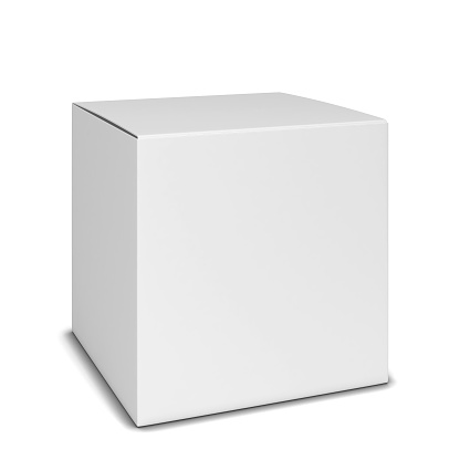 Blank square box. 3d illustration isolated on white background