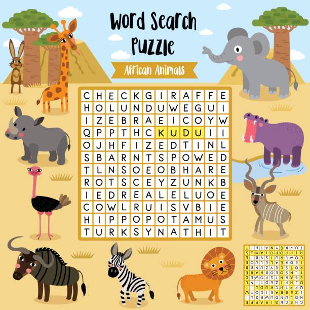 Word Search Puzzle African Animals Stock Illustration - Download Image Now  - Africa, Clip Art, Crossword Puzzle - iStock