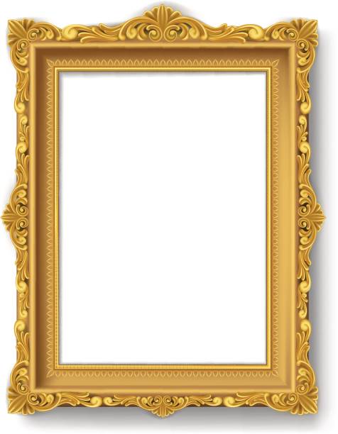 vintage picture frame illtration of vintage gold picture  frame  on white backgroundilltration of vintage gold picture  frame  on white background gold colored photos stock illustrations