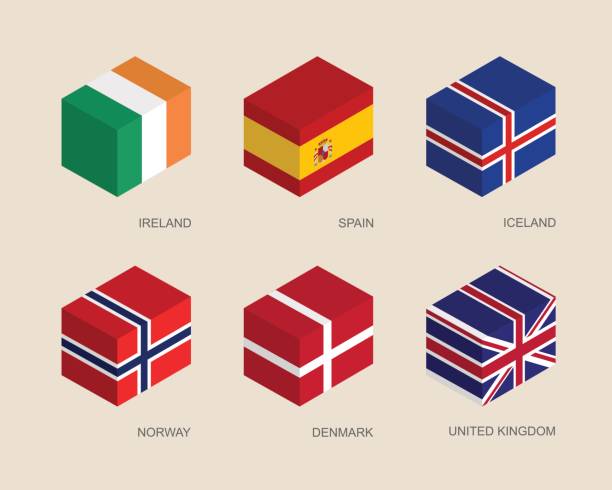 zestaw izometrycznych pól 3d - scandinavian countries stock illustrations