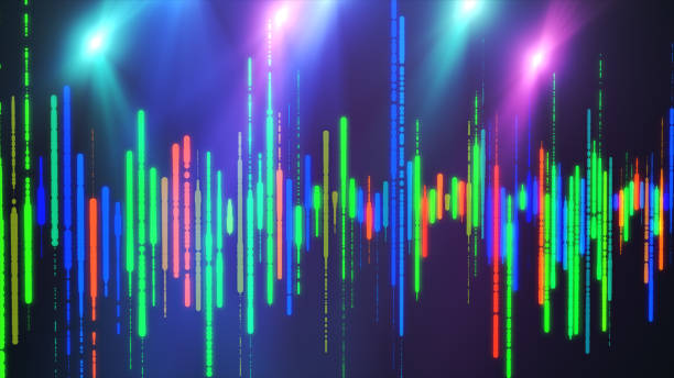 istock Sound waves colorful light audio signal design. 690522016