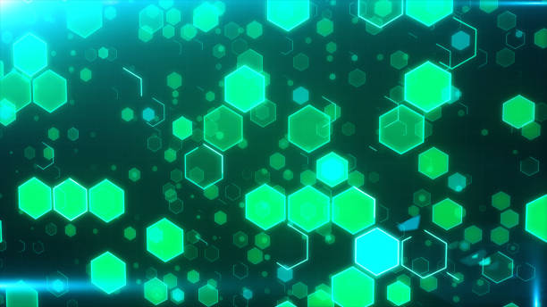 istock Abstract technological background with green luminous hexagons. 3d illustration 690522164