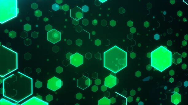 istock Abstract technological background with green luminous hexagons. 3d illustration 690522188