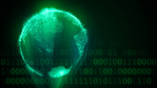 istock Digital green world on abstract background 3d illustration 690525298
