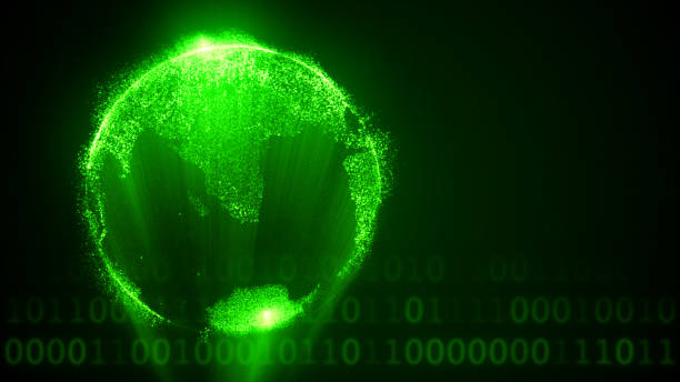istock Digital green world on abstract background 3d illustration 690525302