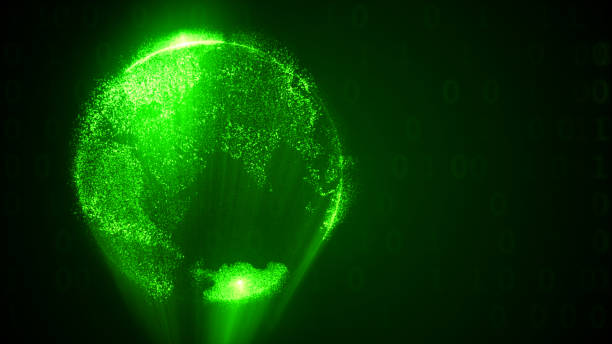 istock Digital green world on abstract background 3d illustration 690525340