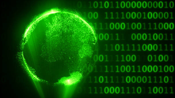 istock Digital green world on abstract background 3d illustration 690525342