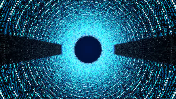 istock Abstract blue futuristic tunnel illustration technology concept 690525434