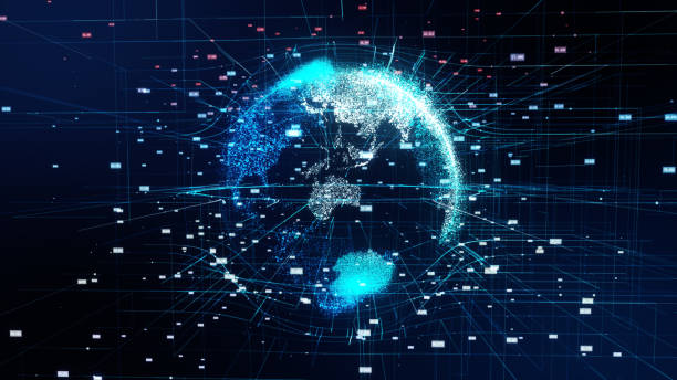 istock 3d illustration of detailed virtual planet Earth. Technological digital globe world 690525442