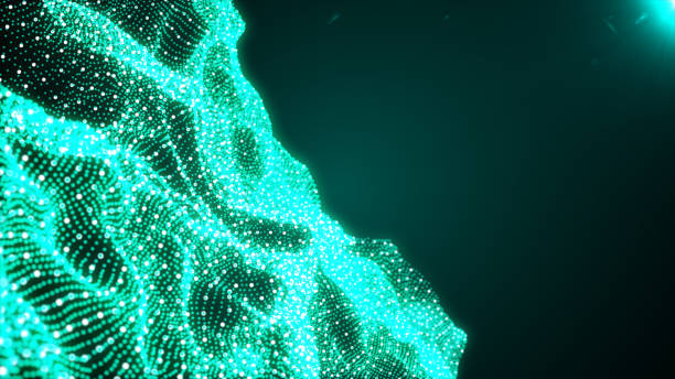 istock Abstract of chaotic particles. Flying cubes in empty space. 690525484