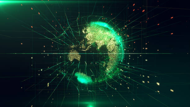 istock 3d illustration of detailed virtual planet Earth. Technological digital globe world 690525542